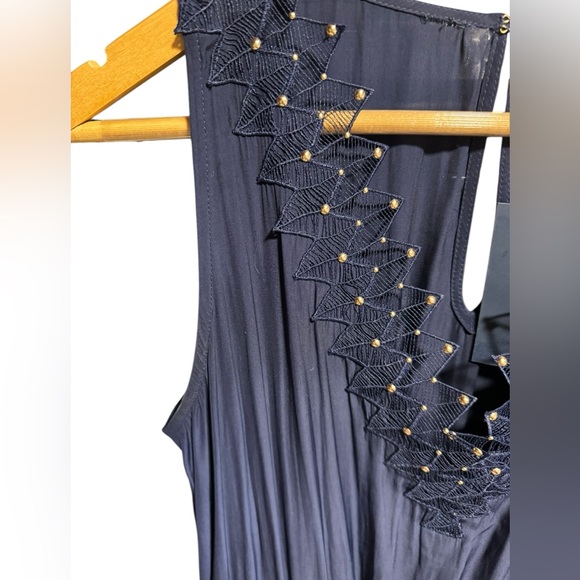Ramy Brook Oceans dress in Navy with gold detailing hardware size small - Picture 2 of 6